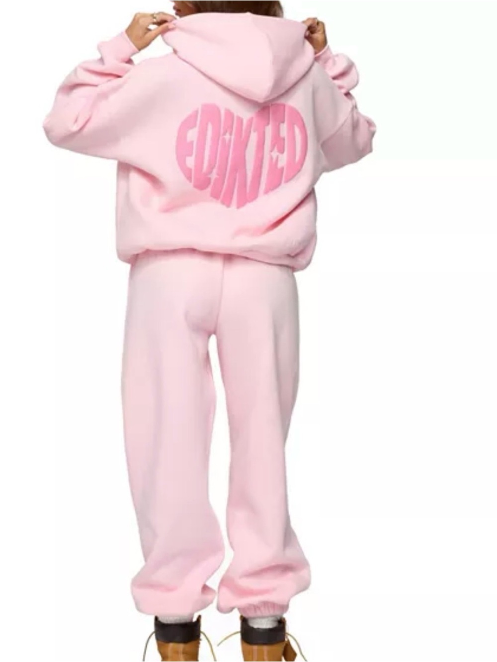 EDIKTED “MAJOR LOVE” Pink Hoodie — Size Small - Picture 3 of 14